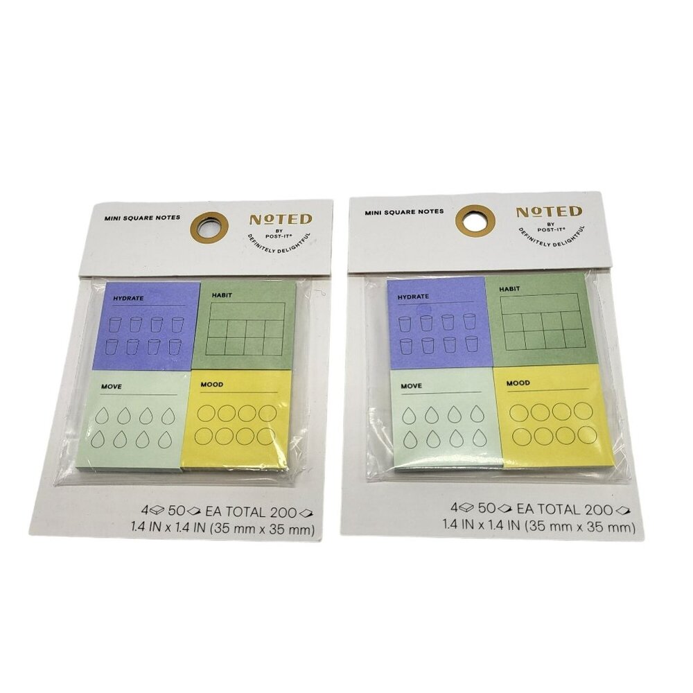 Post-it Noted Mini Square To-Do Sticky Notes Habit Move Hydrate Mood 2 Packs